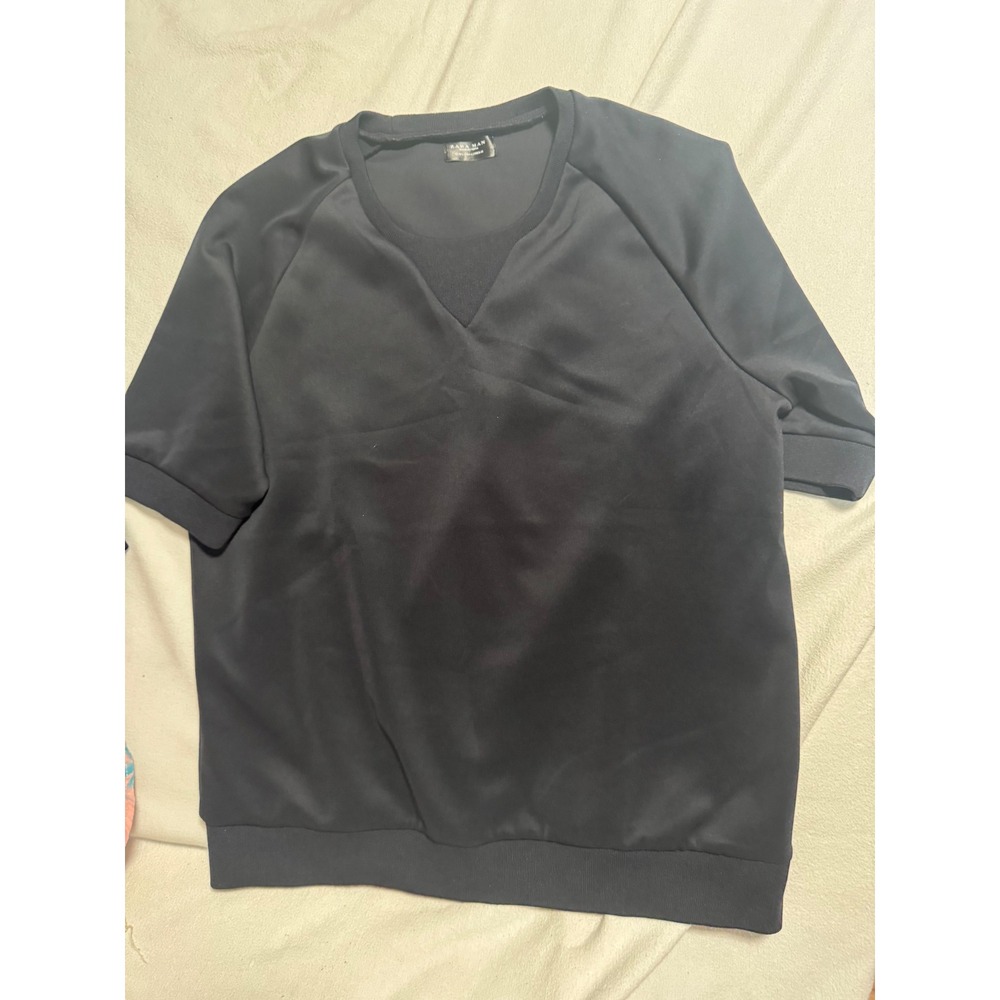 Zara Man blue Short Sleeve Raglan Sweatshirt Size L US 42 Crew Neck V-Insert
